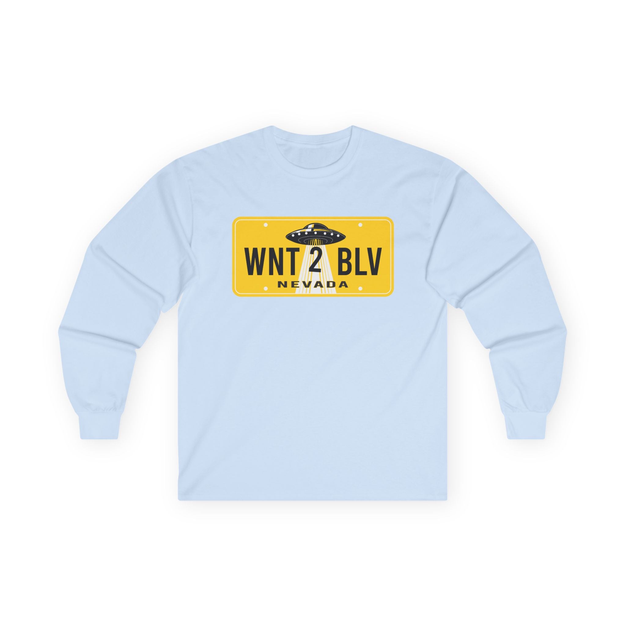 'WNT 2 BLV' License Plate UFO Graphic Shirt