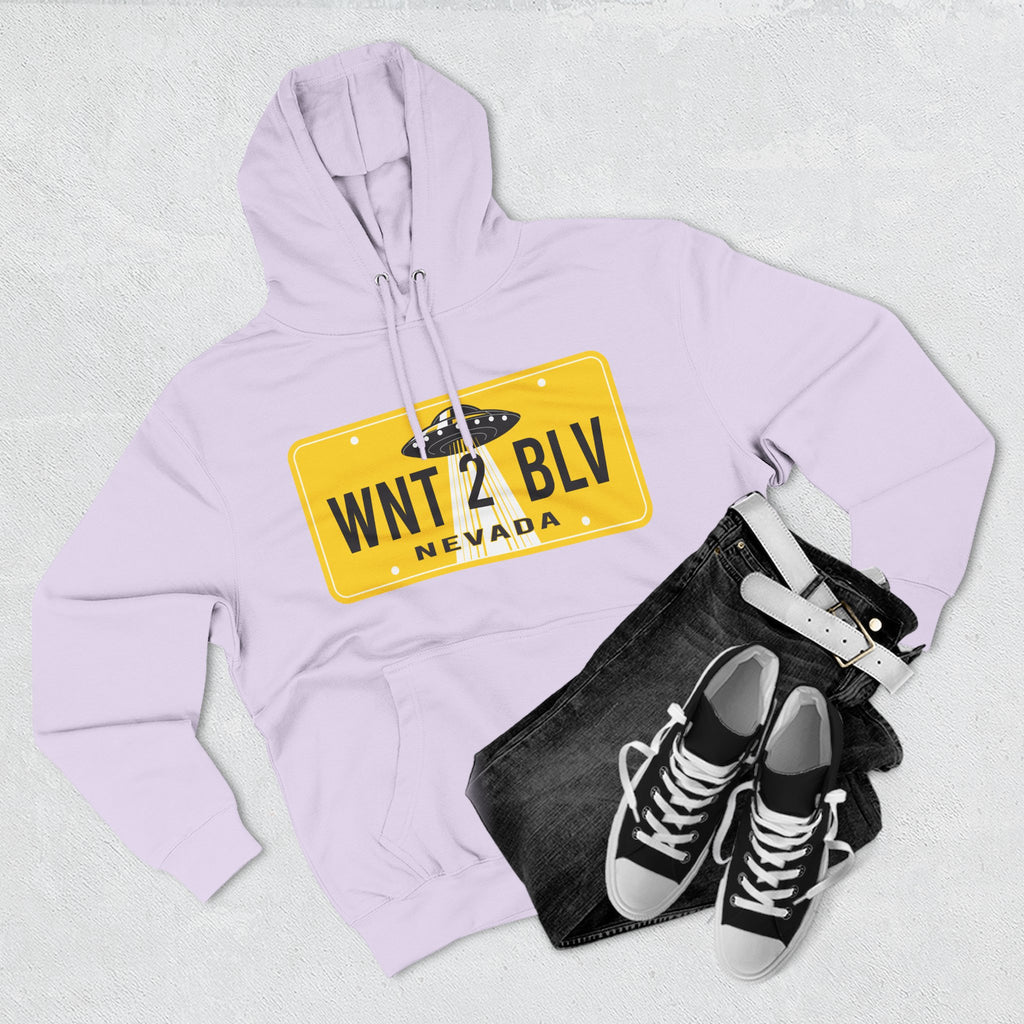 'WNT 2 BLV' UFO License Plate Hoodie