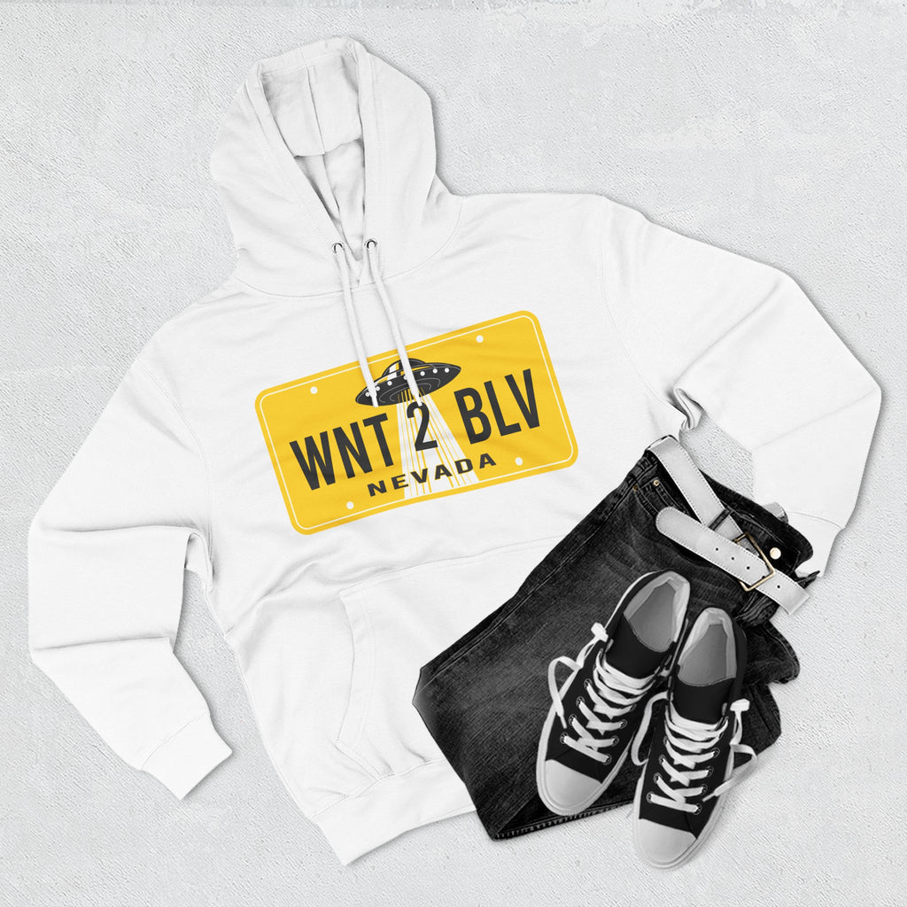 'WNT 2 BLV' UFO License Plate Hoodie
