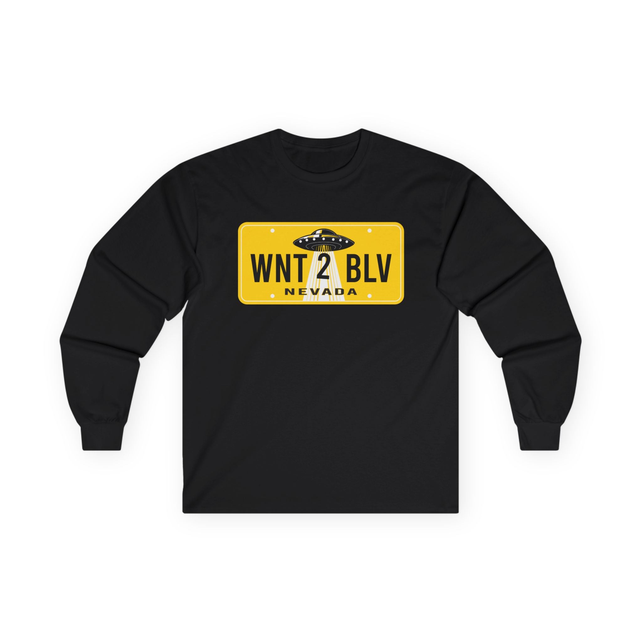 'WNT 2 BLV' License Plate UFO Graphic Shirt